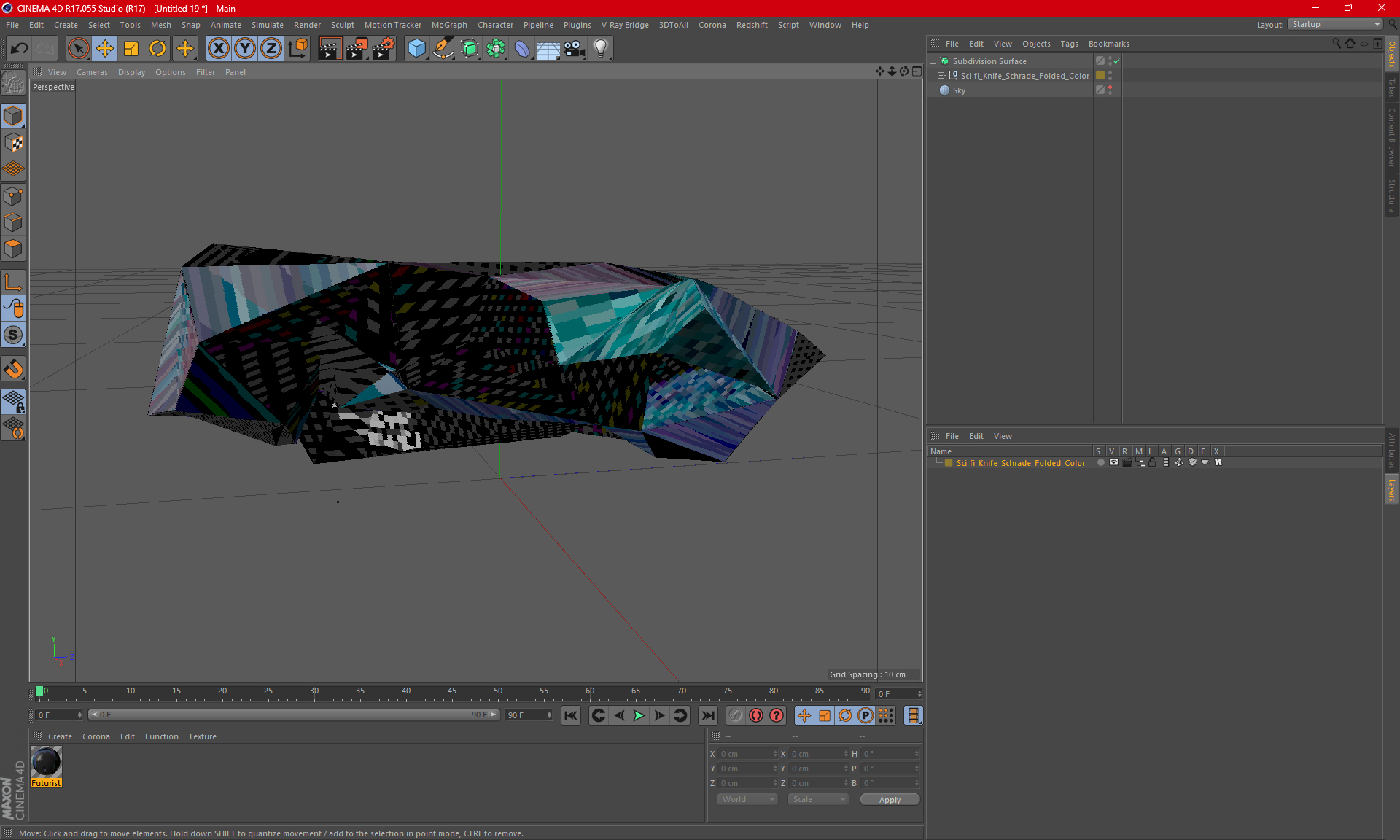 3D Sci-fi Knife Schrade Folded Color model
