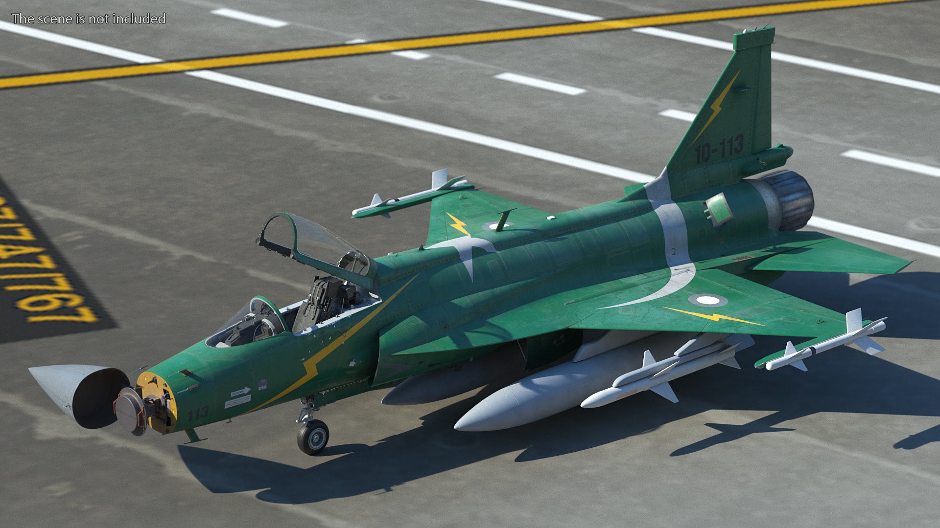 3D PAC JF-17 Thunder Green Livery with Armament Rigged
