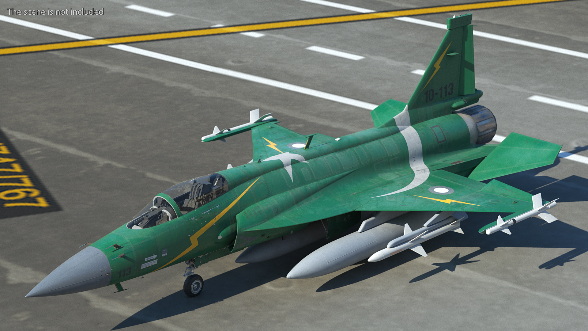 3D PAC JF-17 Thunder Green Livery with Armament Rigged