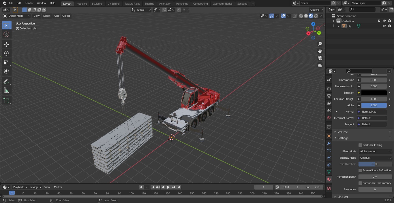 3D Mobile Crane With Concrete Slab