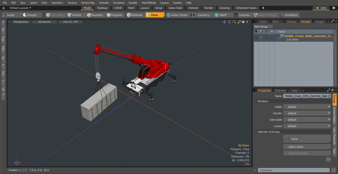 3D Mobile Crane With Concrete Slab