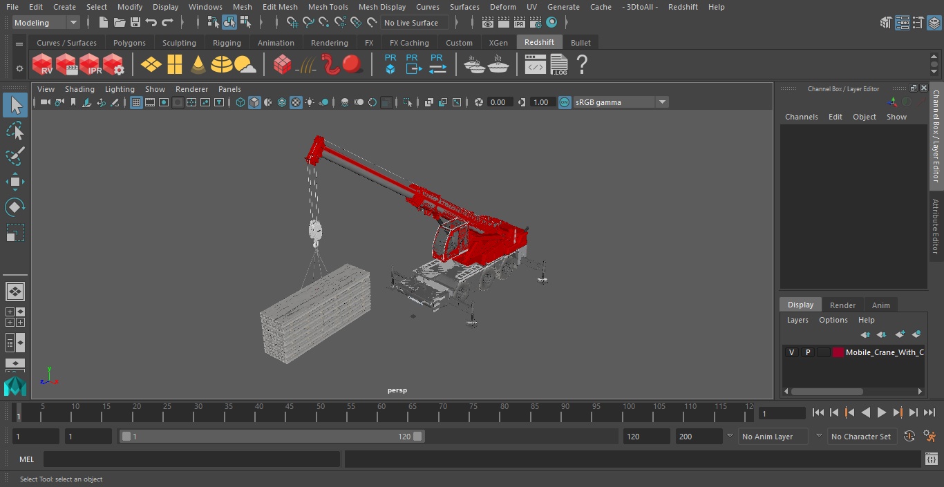 3D Mobile Crane With Concrete Slab