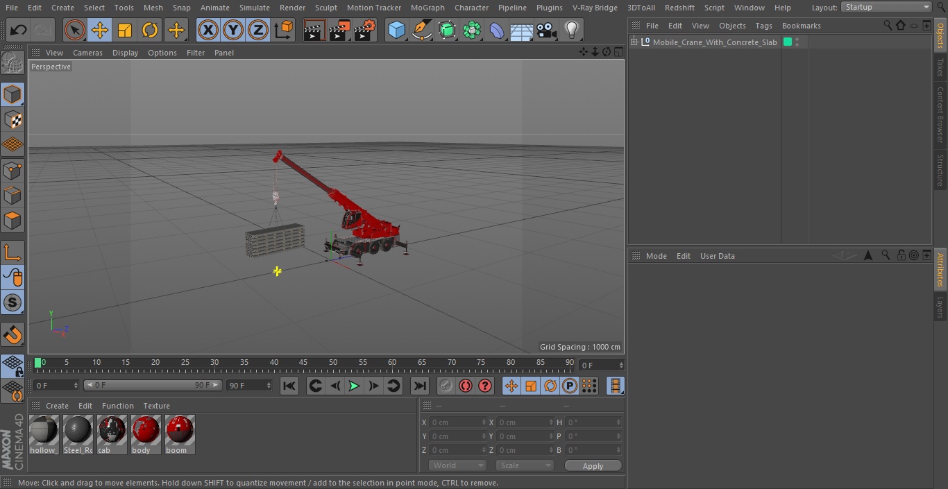 3D Mobile Crane With Concrete Slab