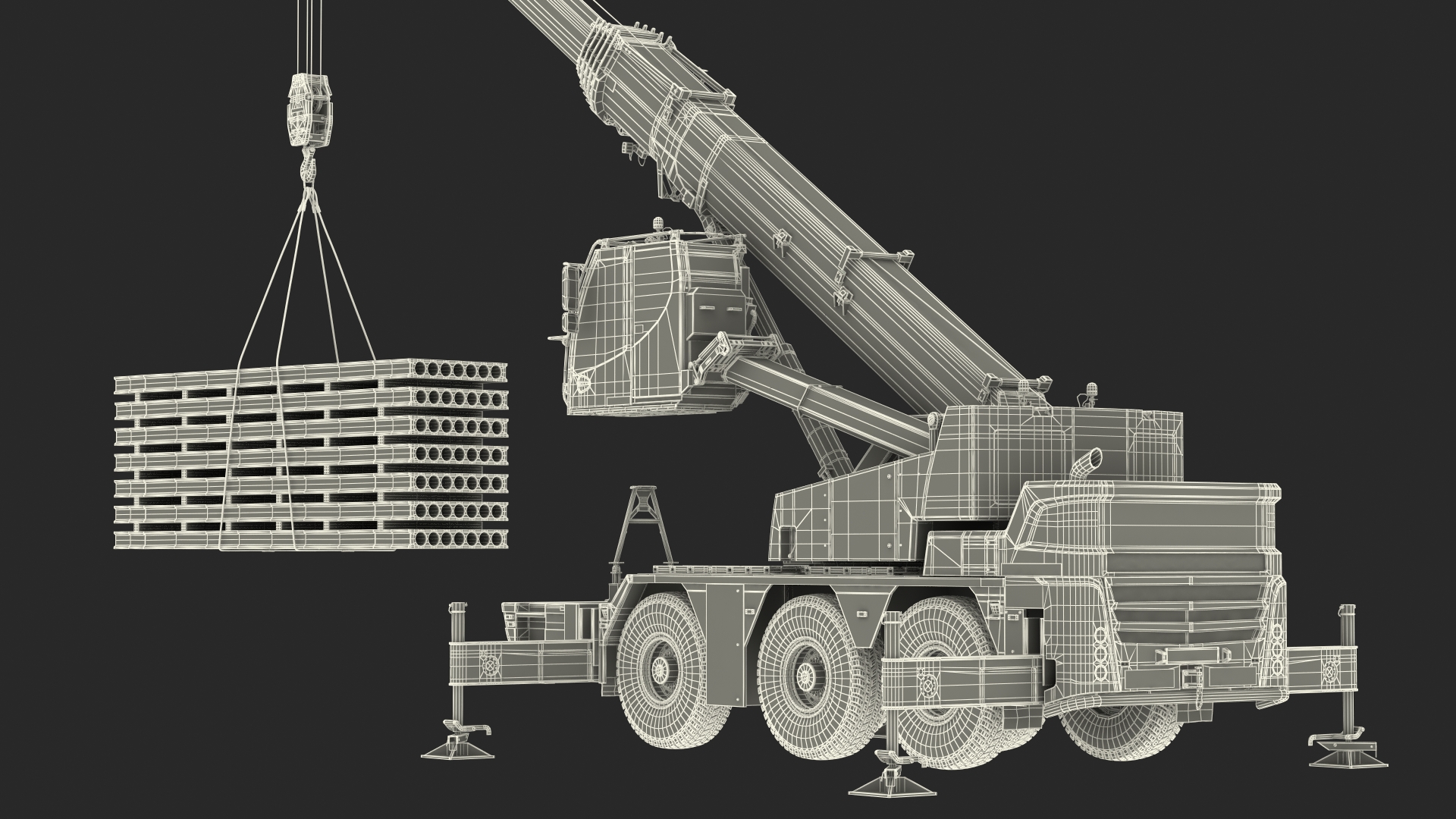 3D Mobile Crane With Concrete Slab