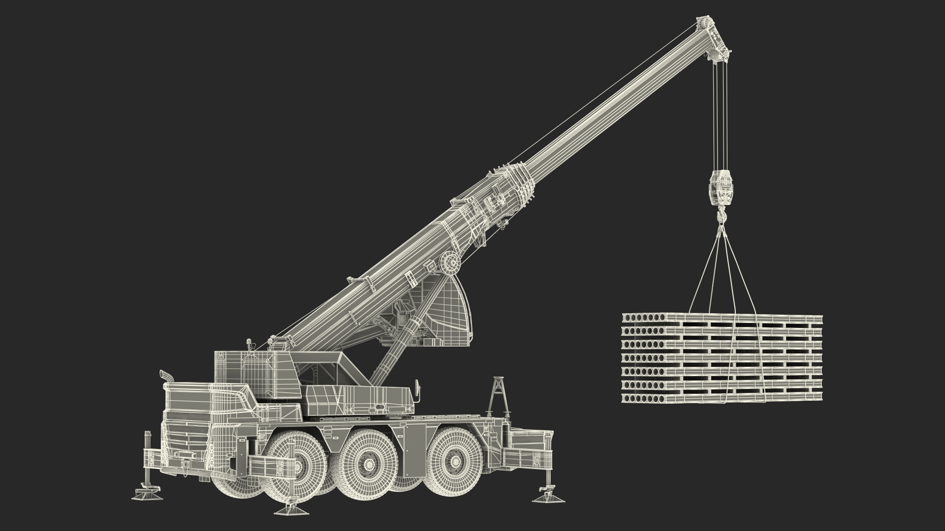 3D Mobile Crane With Concrete Slab
