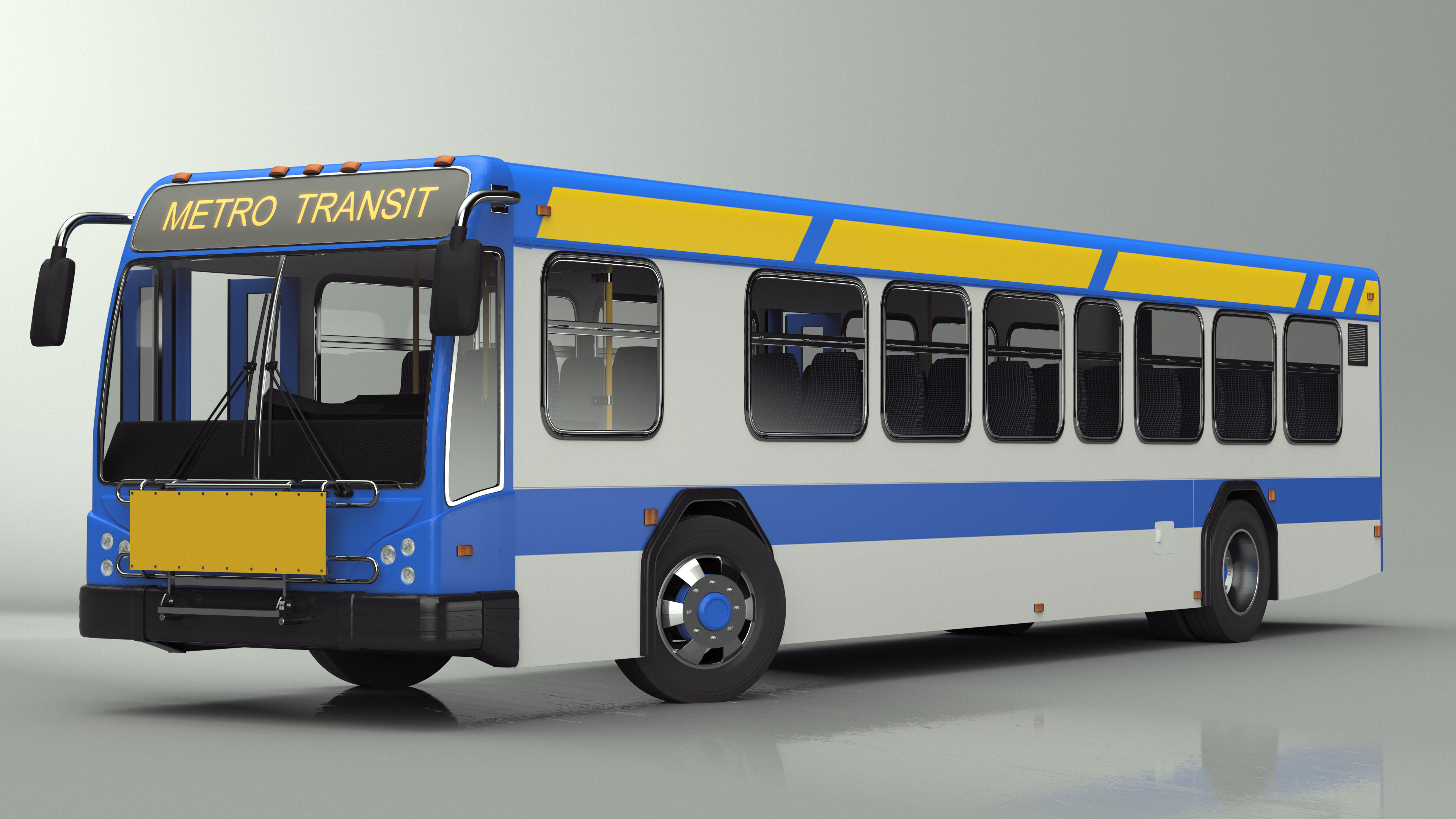 3D Metro Transit Bus Rigged for Maya model