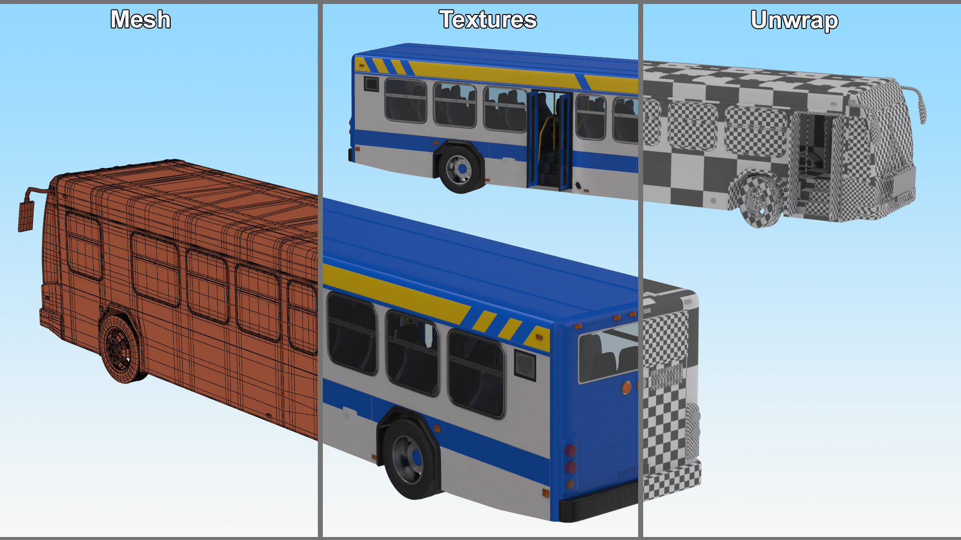 3D Metro Transit Bus Rigged for Maya model
