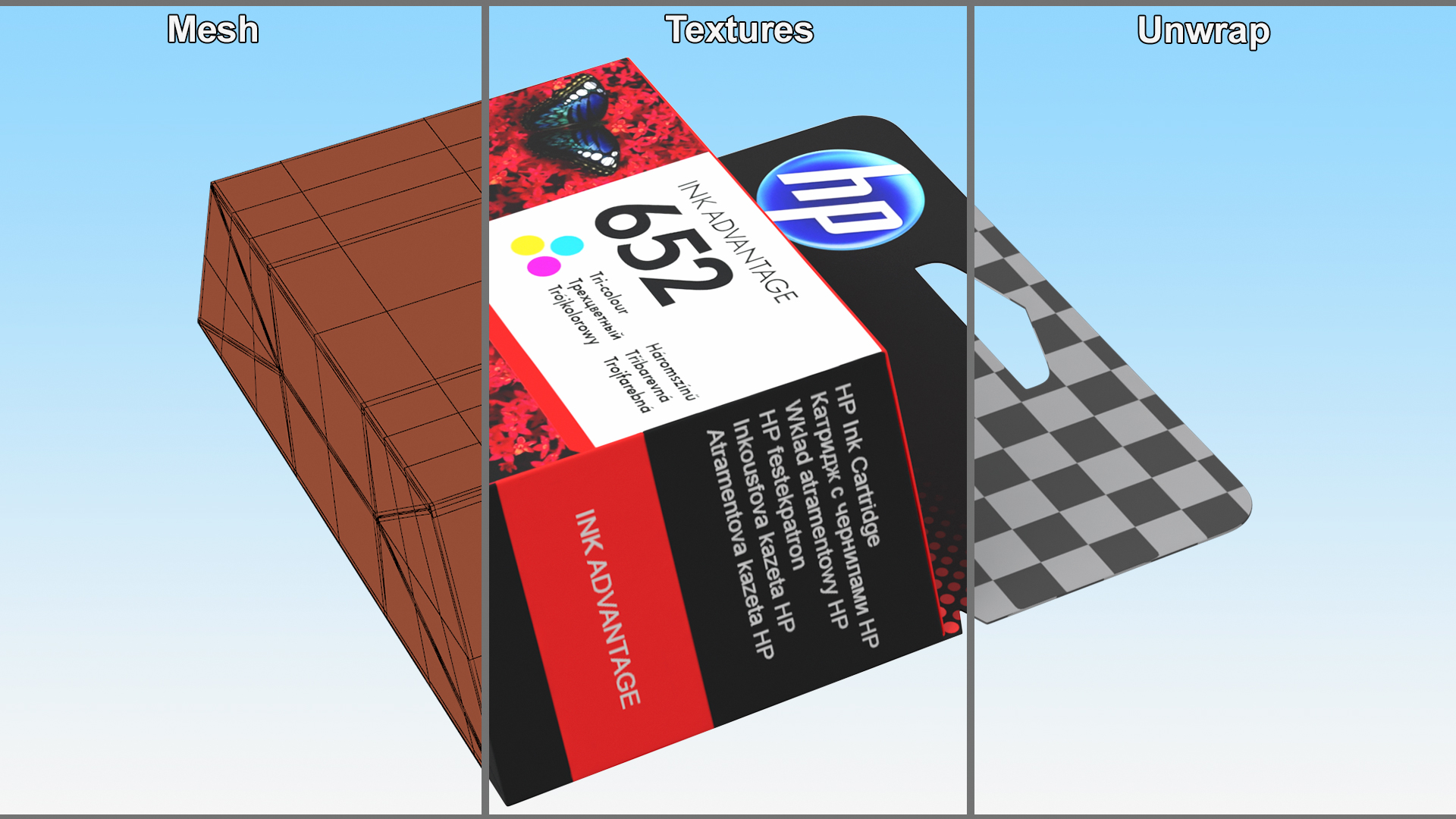 HP 652 Tricolor Cartridge Box 3D model