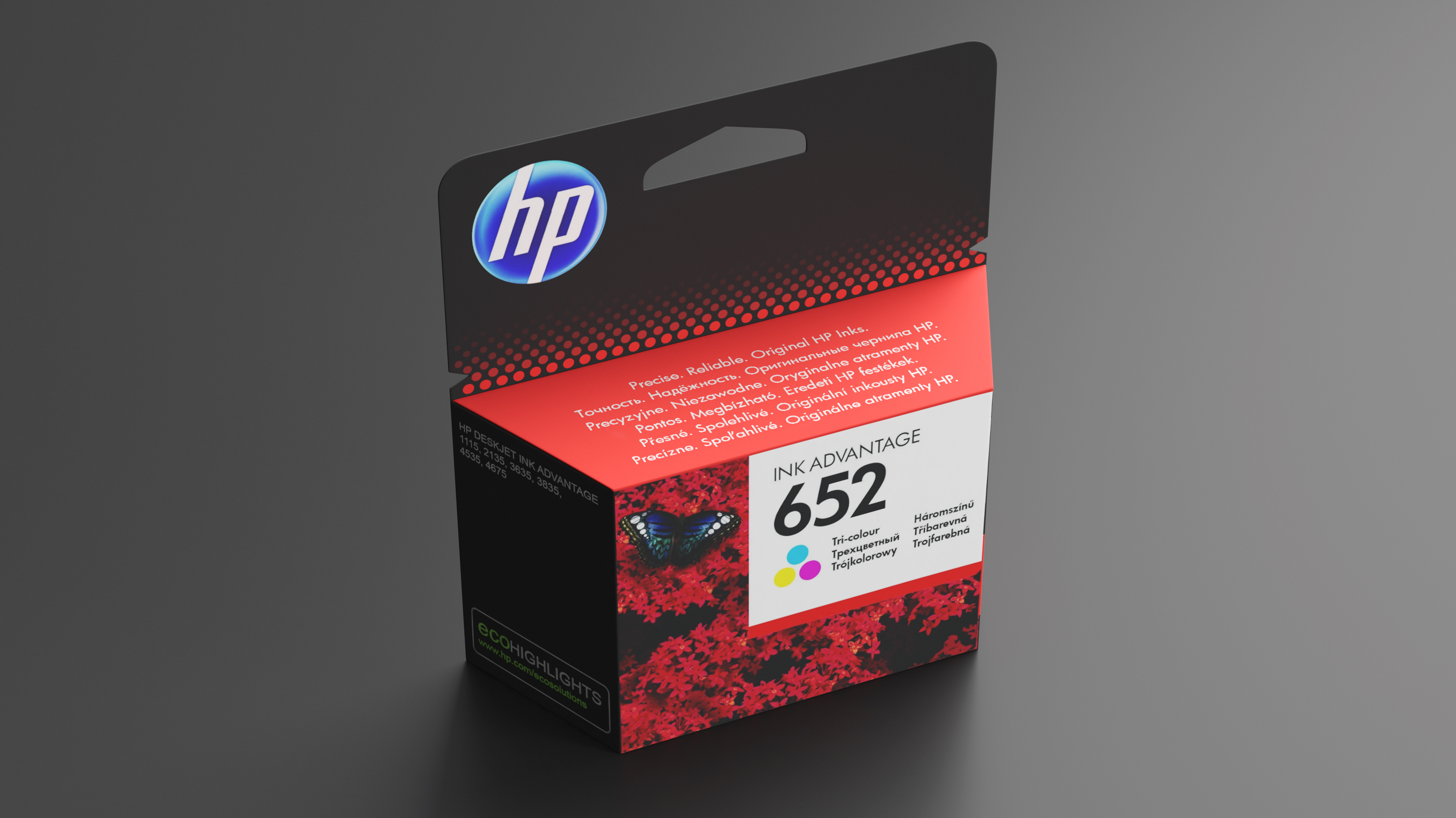 HP 652 Tricolor Cartridge Box 3D model