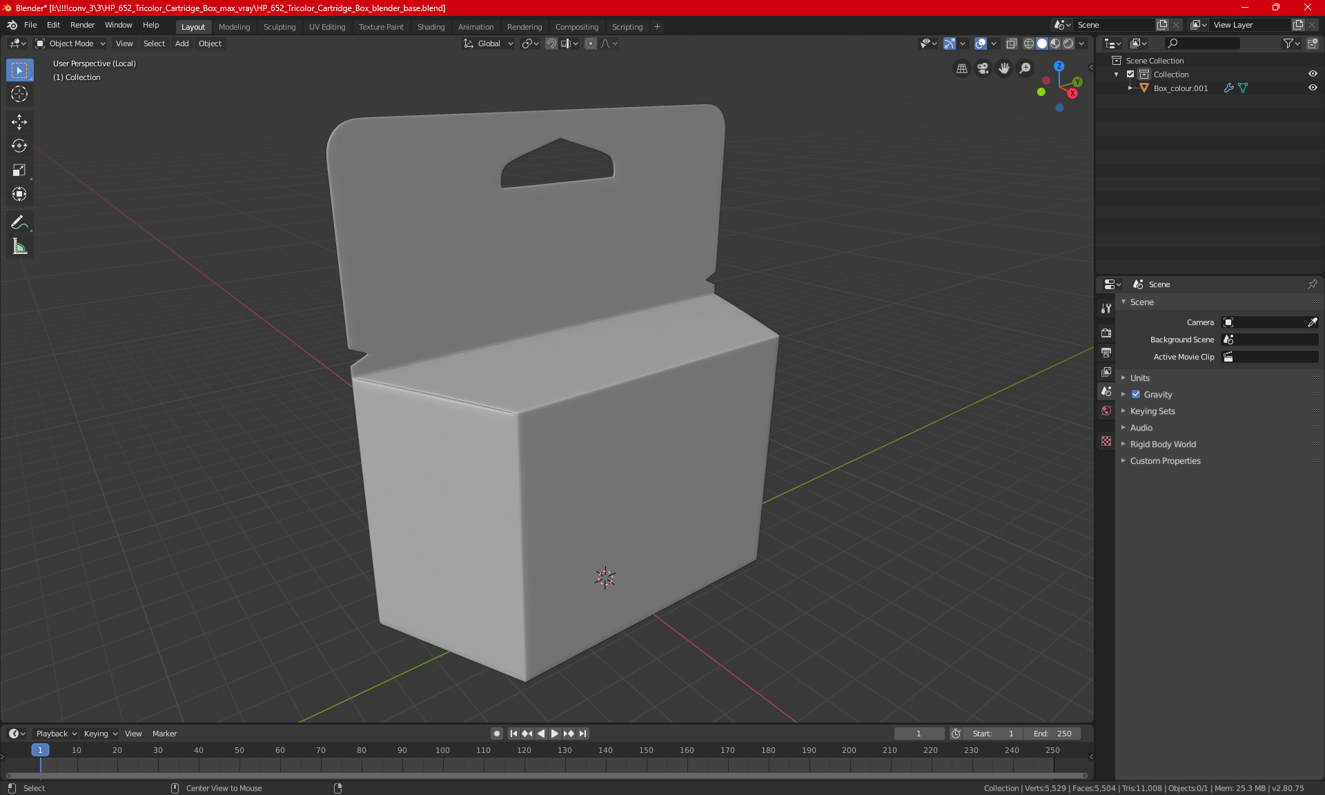 HP 652 Tricolor Cartridge Box 3D model