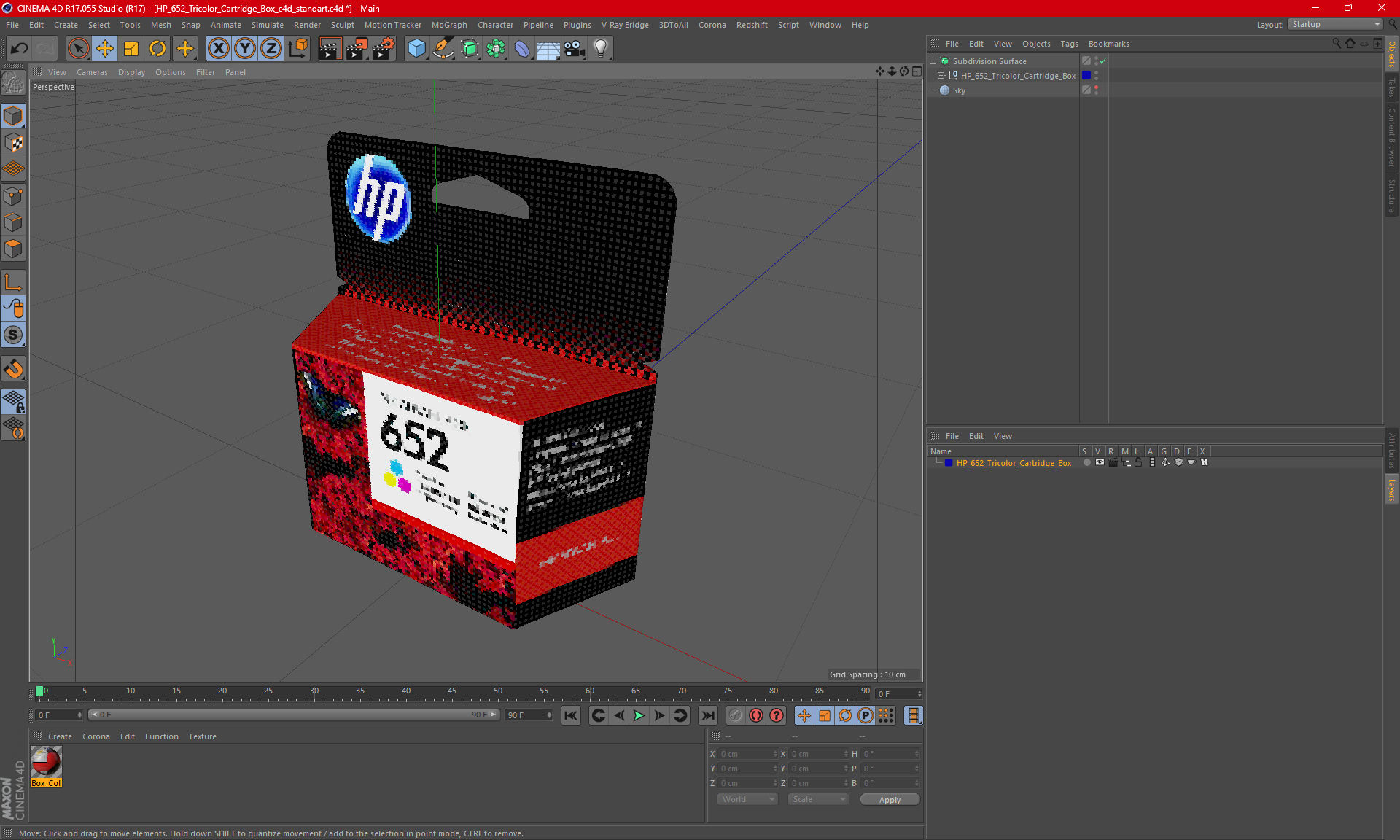 HP 652 Tricolor Cartridge Box 3D model