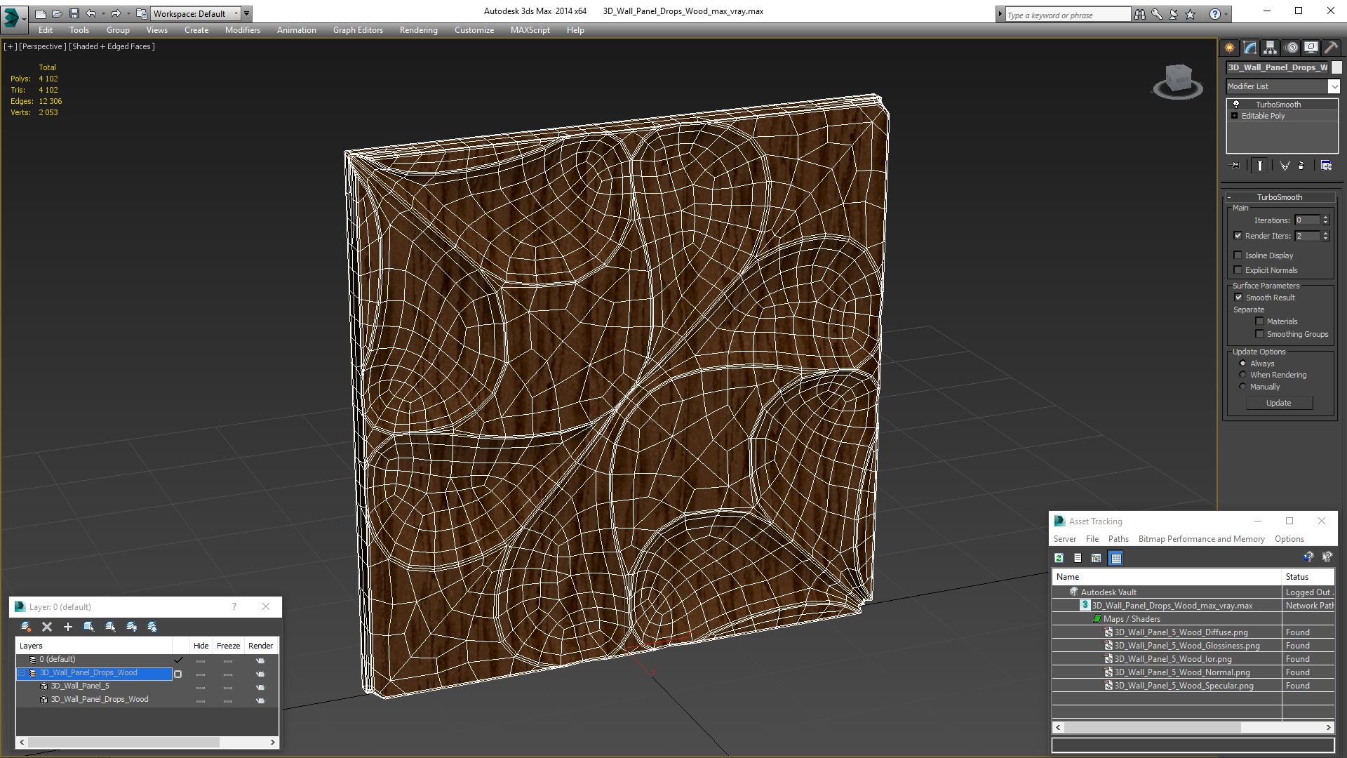 3D Wall Panel Drops Wood 3D model