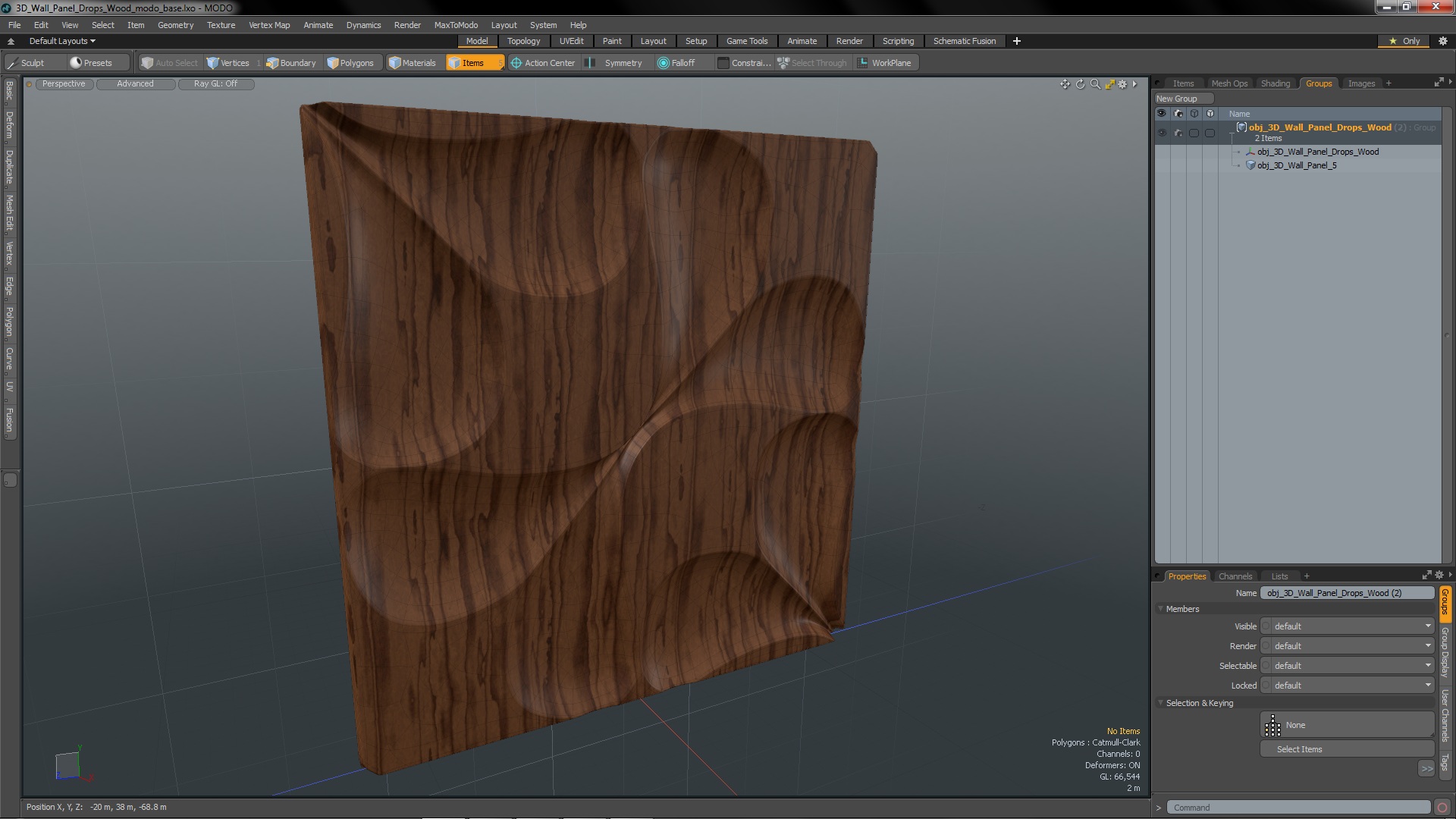 3D Wall Panel Drops Wood 3D model