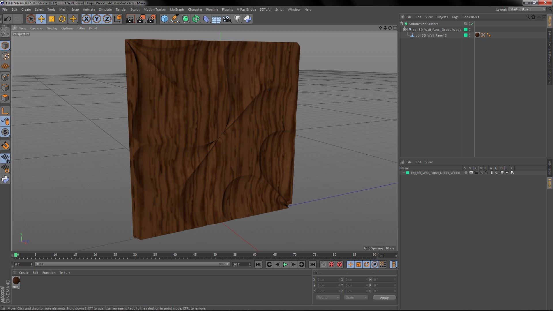 3D Wall Panel Drops Wood 3D model