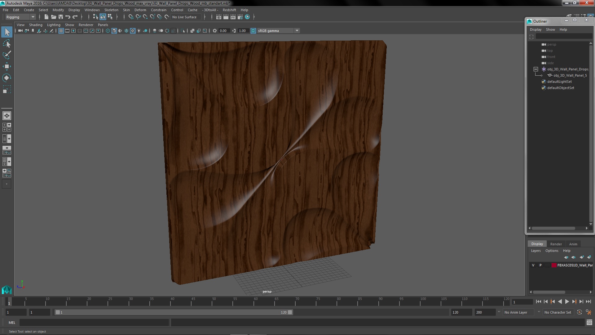3D Wall Panel Drops Wood 3D model
