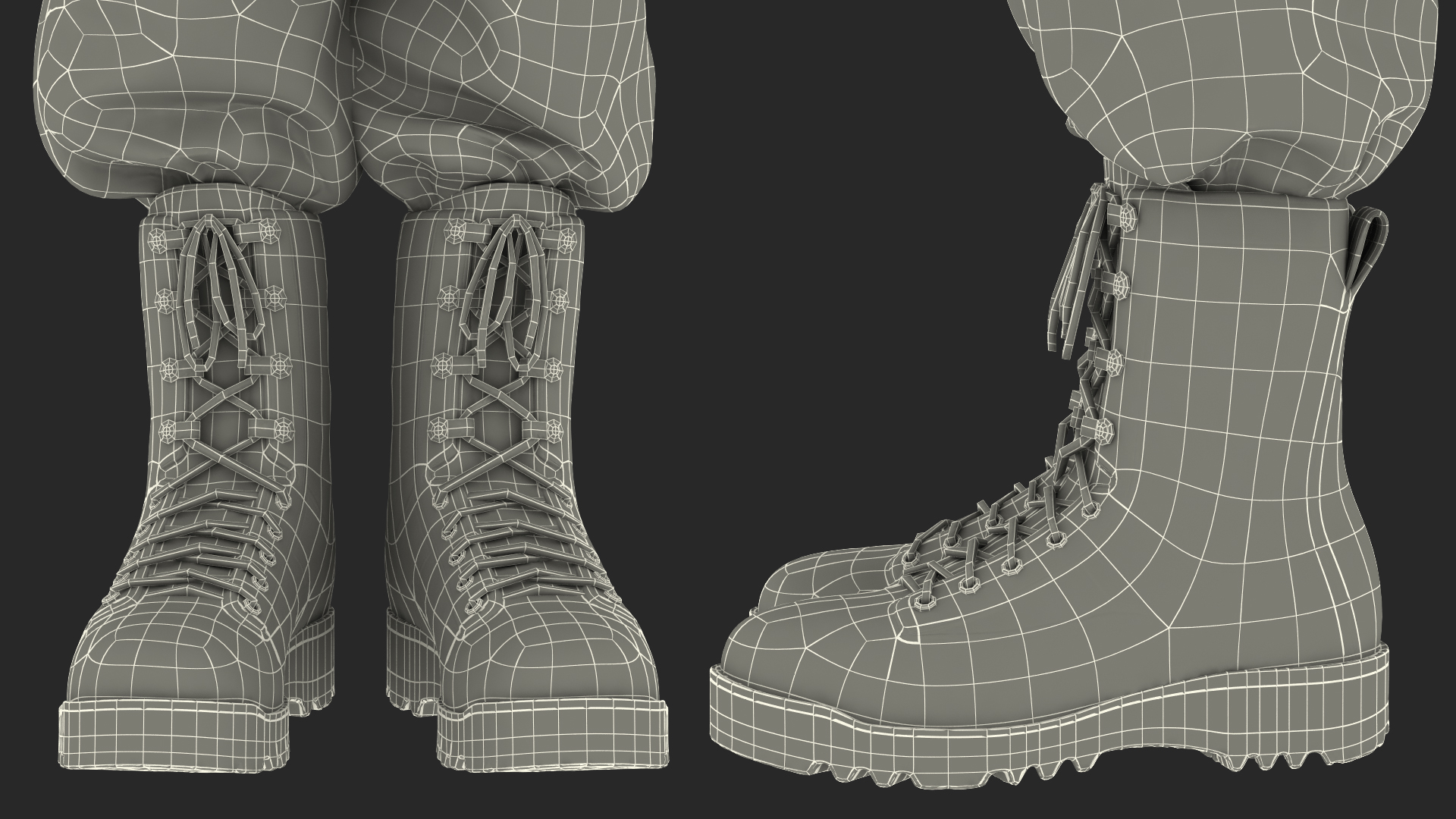 3D model Black Female Soldier Green Camouflage Saluting Pose Fur