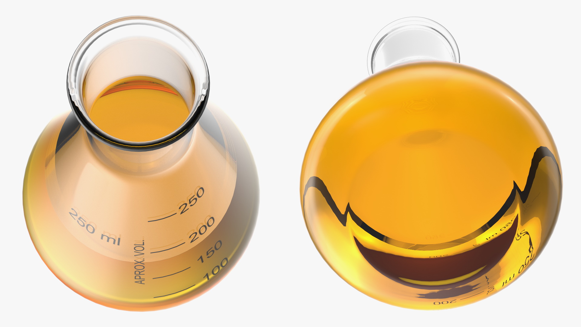 3D Gold Solution in 250 ml Narrow Mouth Erlenmeyer Flask model