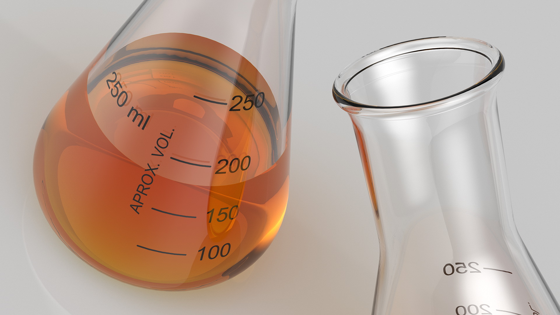 3D Gold Solution in 250 ml Narrow Mouth Erlenmeyer Flask model