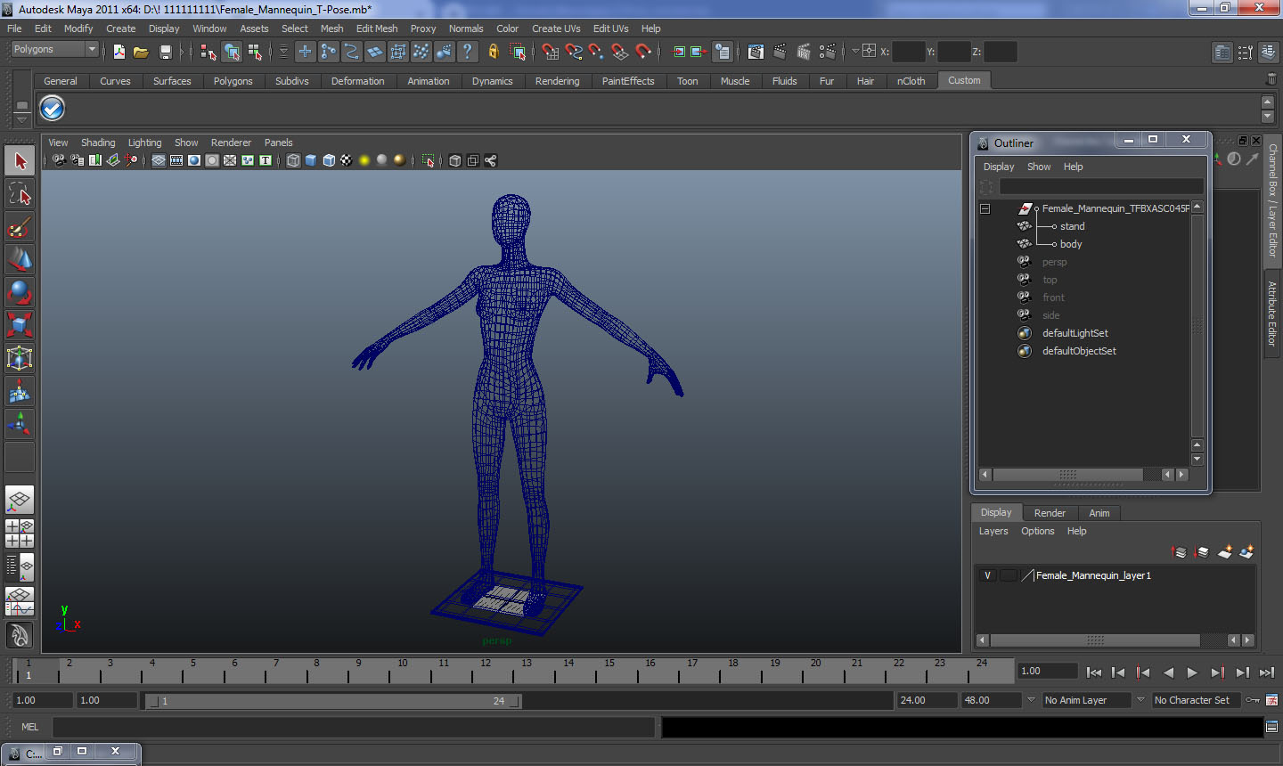 3D Female Dark Grey Mannequin T-Pose model
