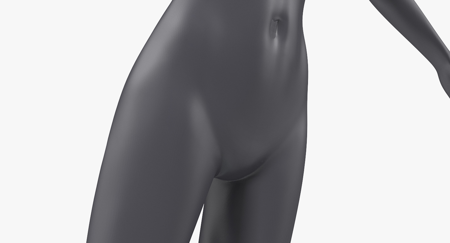 3D Female Dark Grey Mannequin T-Pose model