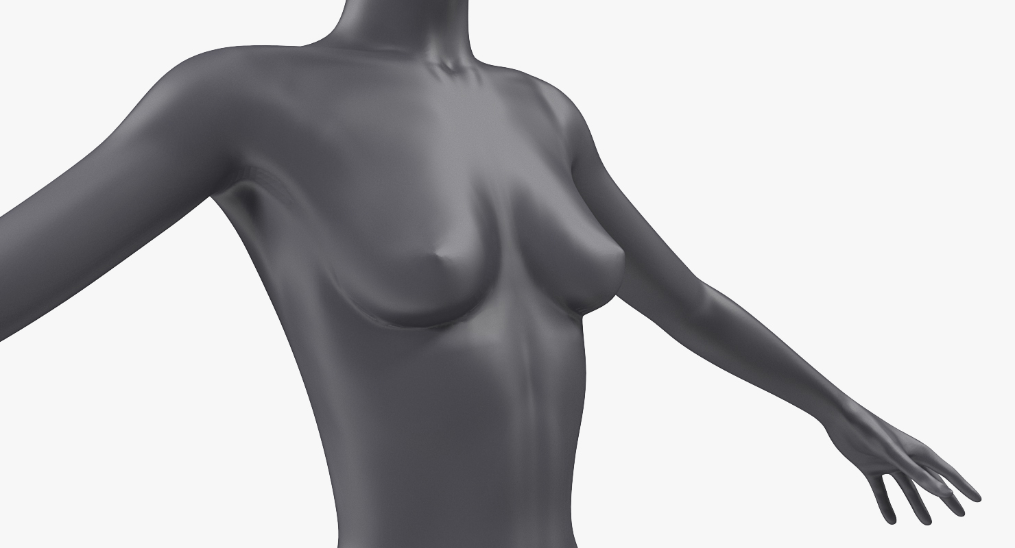 3D Female Dark Grey Mannequin T-Pose model