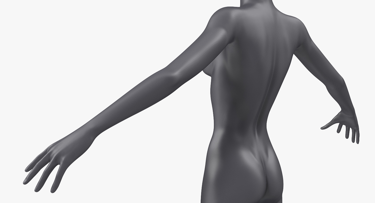 3D Female Dark Grey Mannequin T-Pose model