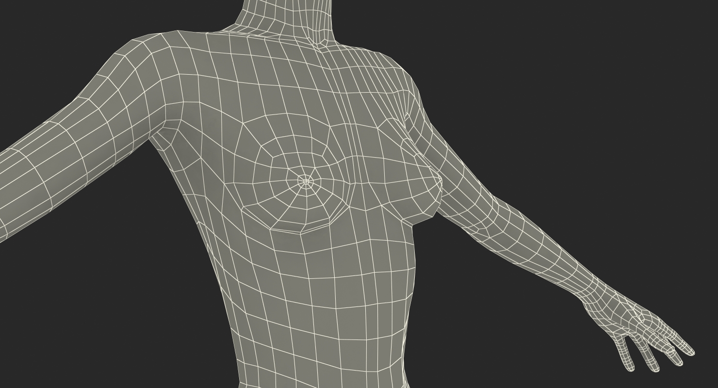 3D Female Dark Grey Mannequin T-Pose model