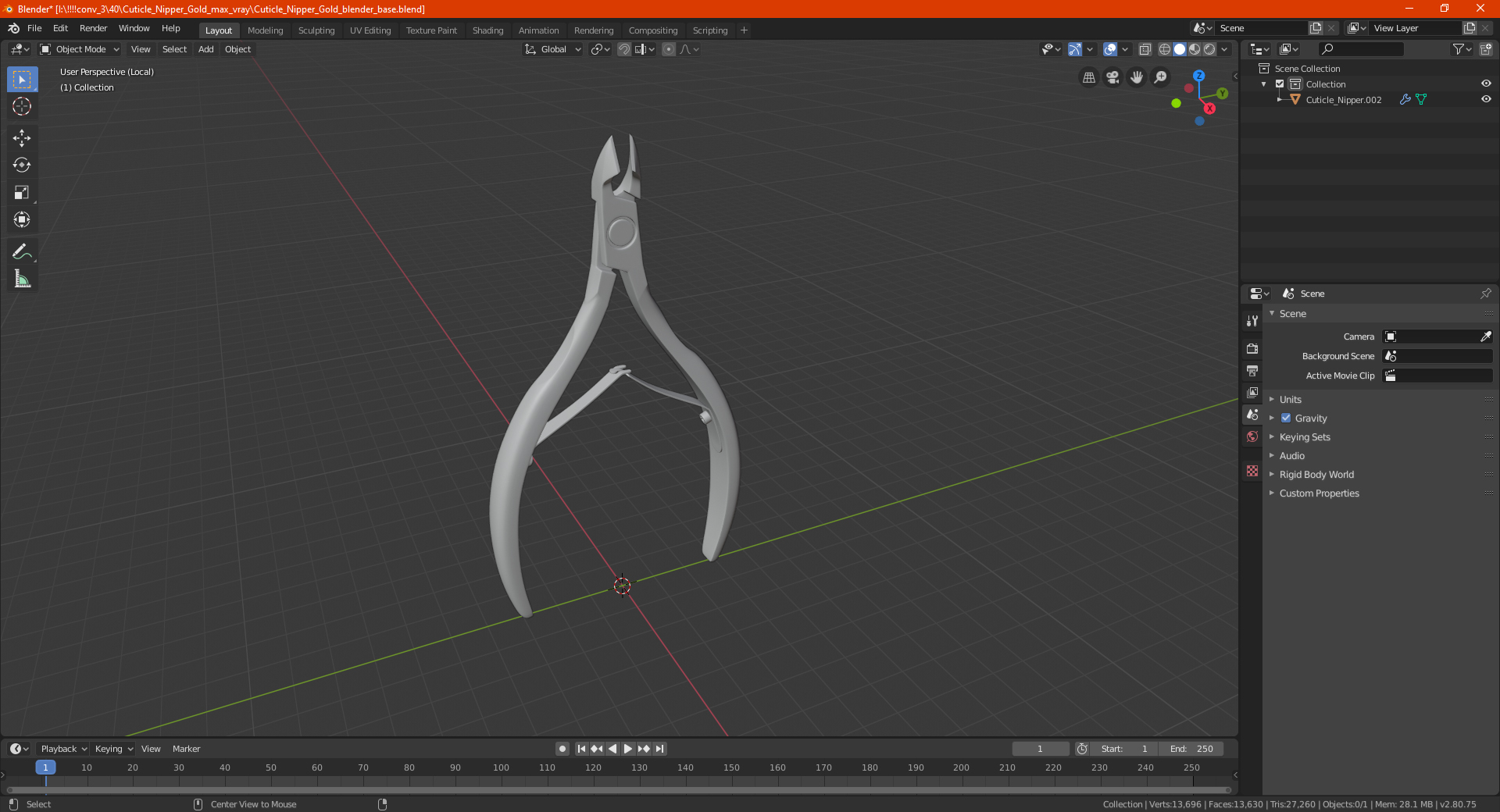 3D model Stainless Steel Cuticle Nipper