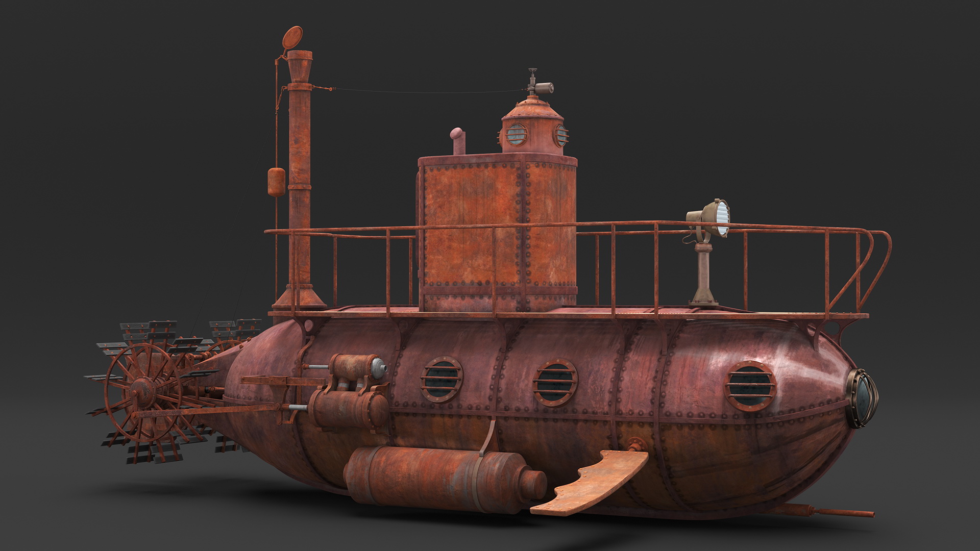 Old Rusty Submarine 3D model
