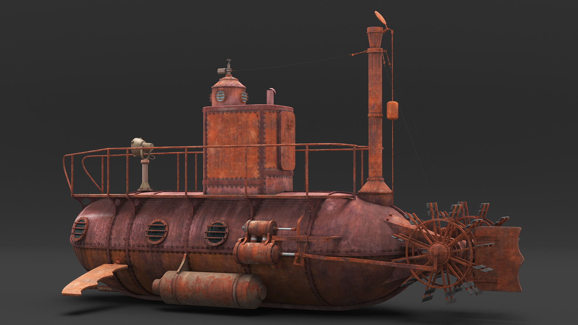 Old Rusty Submarine 3D model