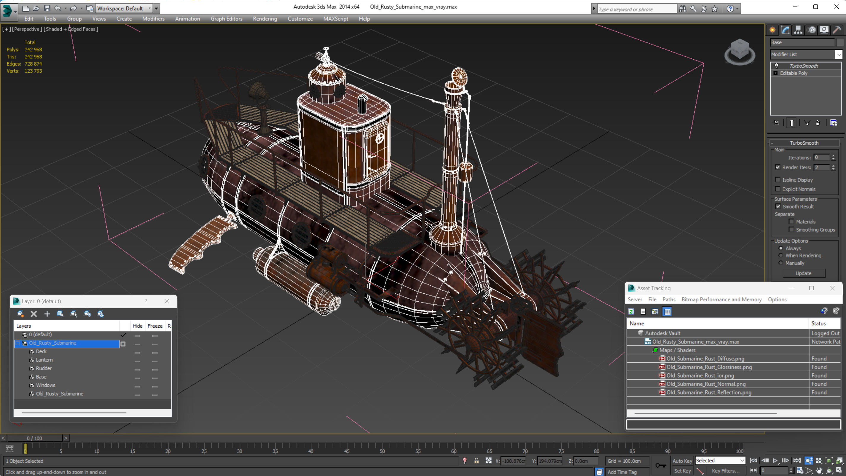 Old Rusty Submarine 3D model