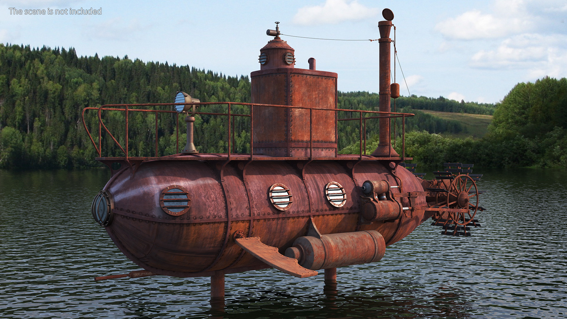 Old Rusty Submarine 3D model