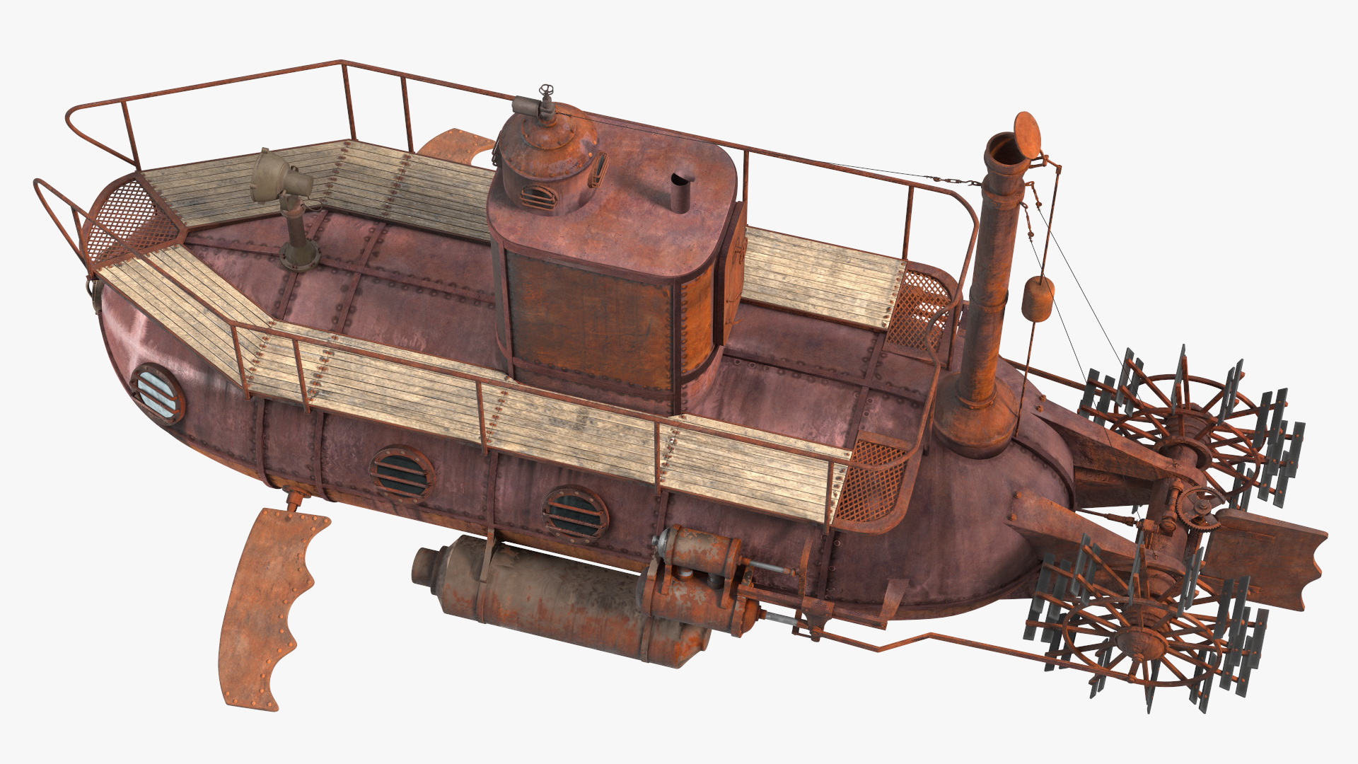Old Rusty Submarine 3D model