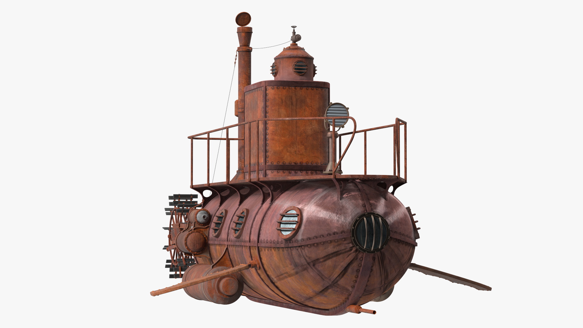 Old Rusty Submarine 3D model