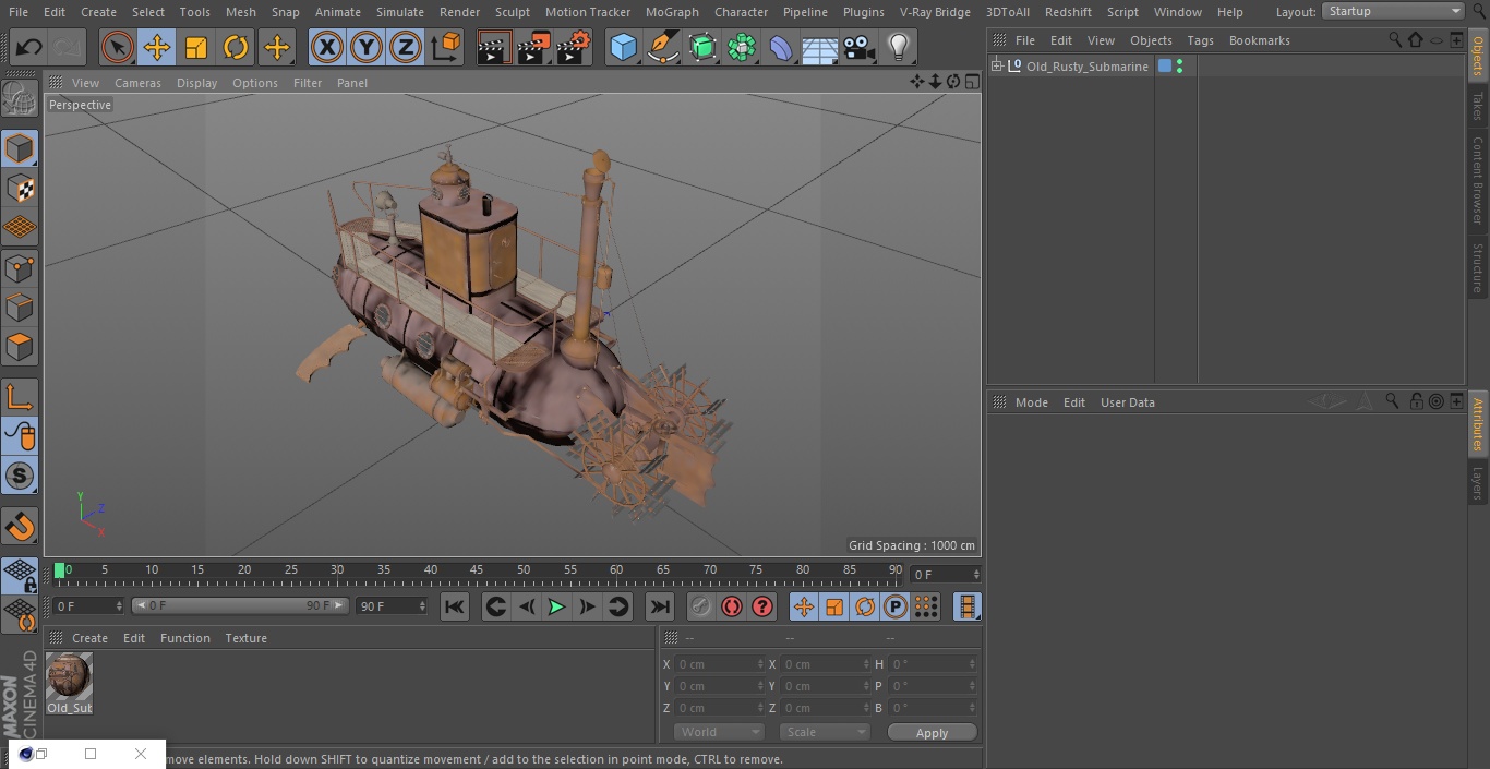 Old Rusty Submarine 3D model