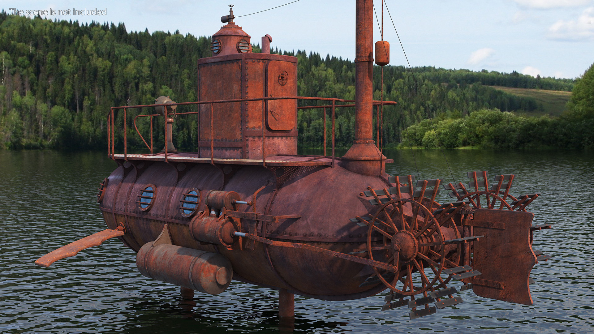 Old Rusty Submarine 3D model