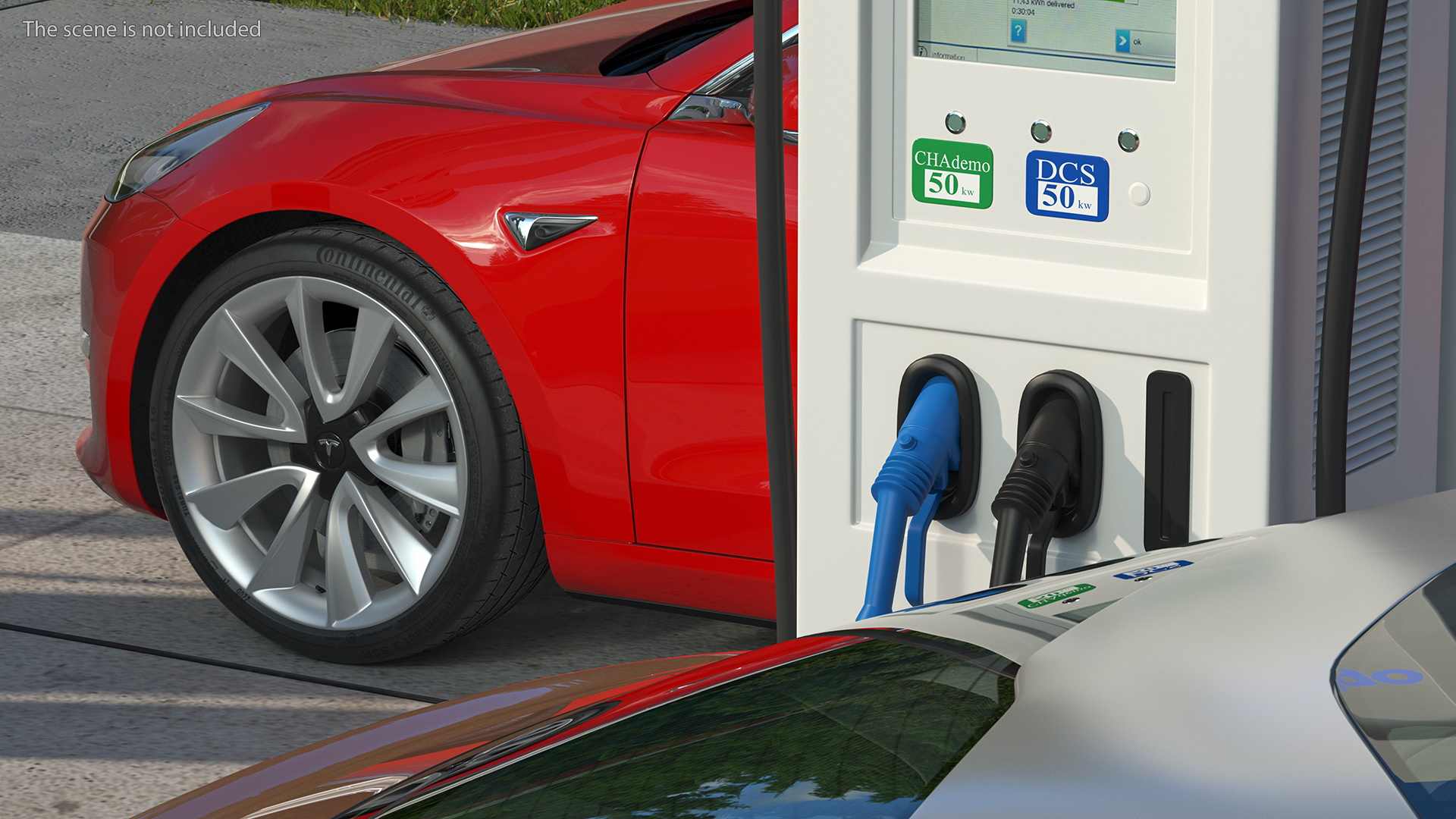 EVgo Fast Charging Station and Electric Cars 3D model