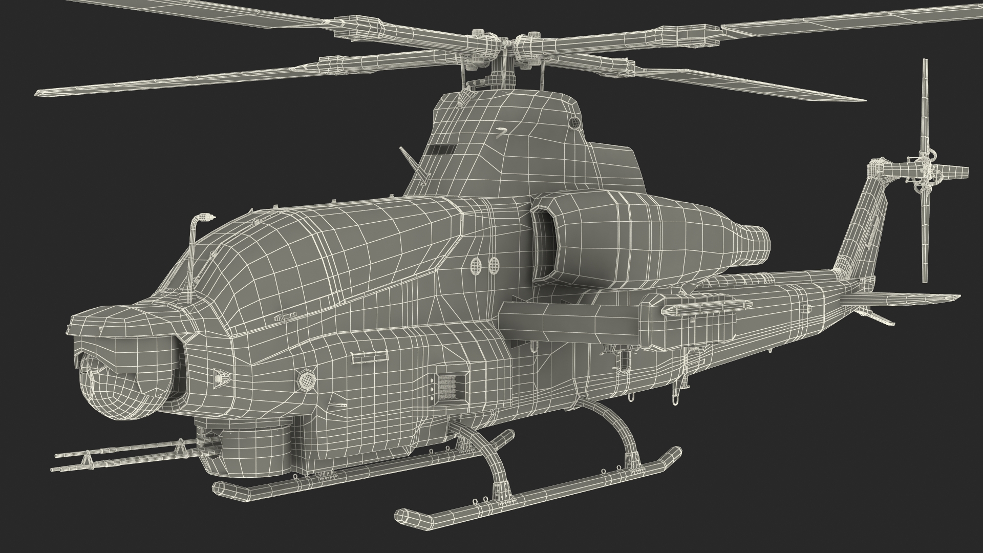 Bell AH-1Z Attack Helicopter Rigged for Maya 3D model