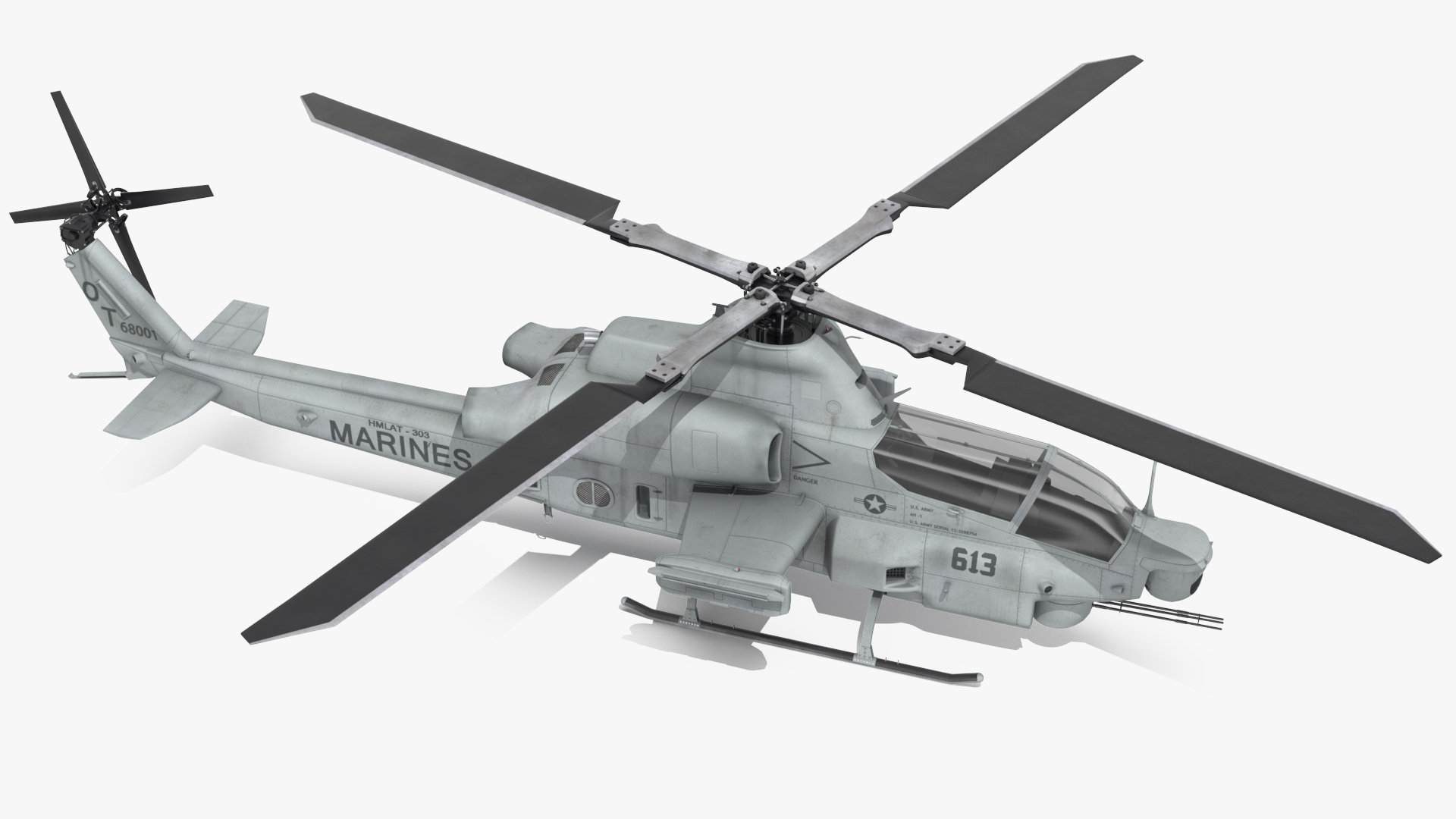 Bell AH-1Z Attack Helicopter Rigged for Maya 3D model