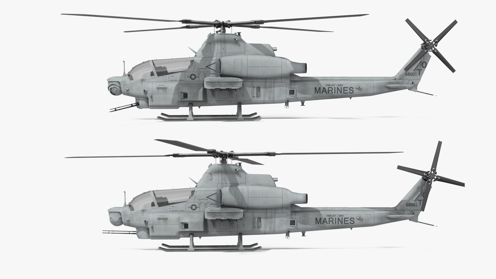 Bell AH-1Z Attack Helicopter Rigged for Maya 3D model