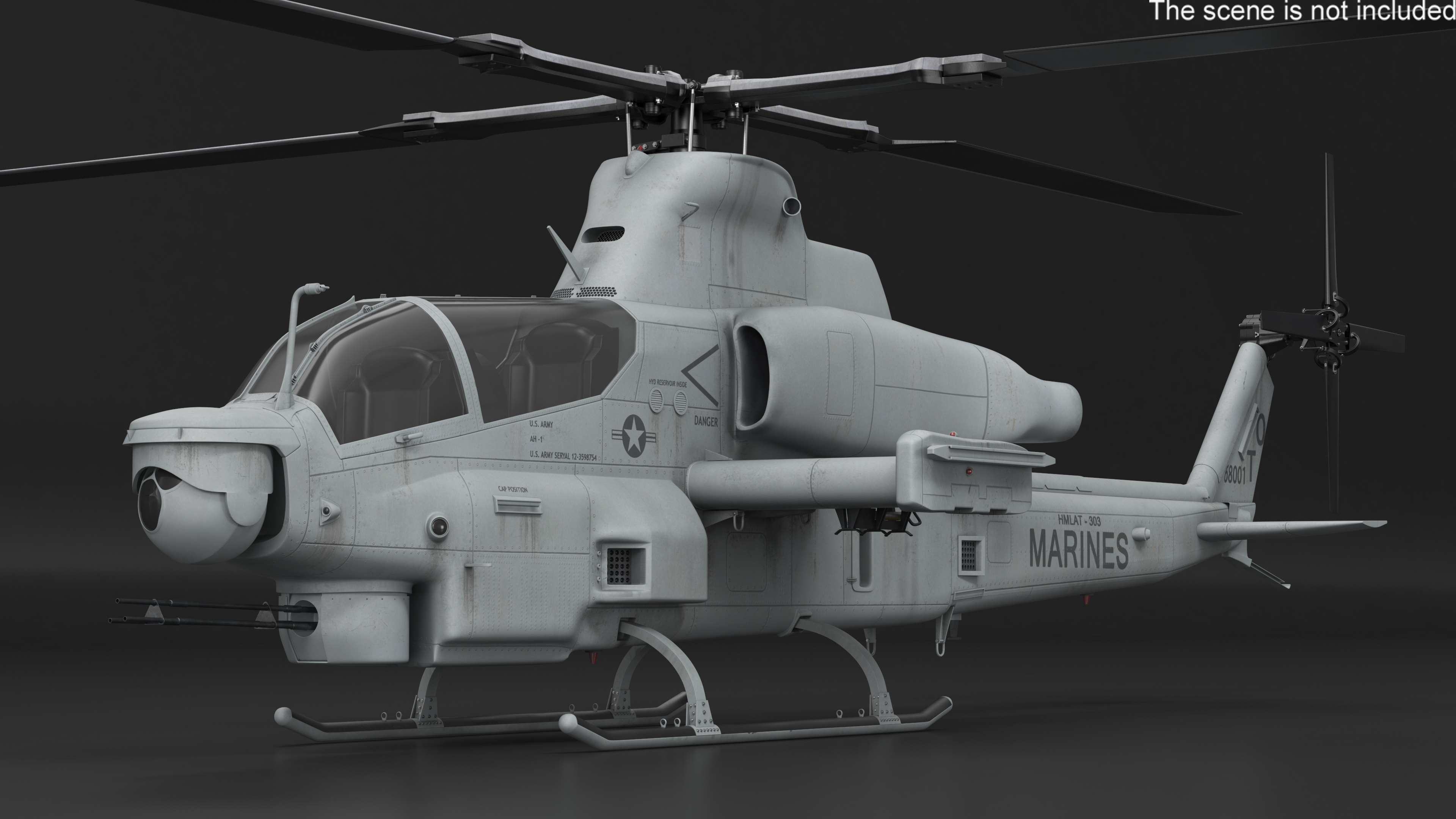 Bell AH-1Z Attack Helicopter Rigged for Maya 3D model