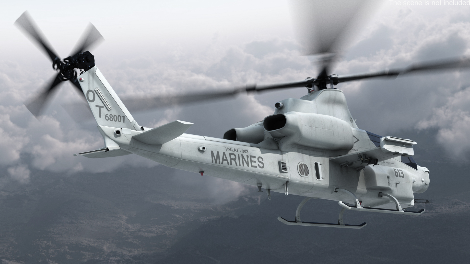 Bell AH-1Z Attack Helicopter Rigged for Maya 3D model