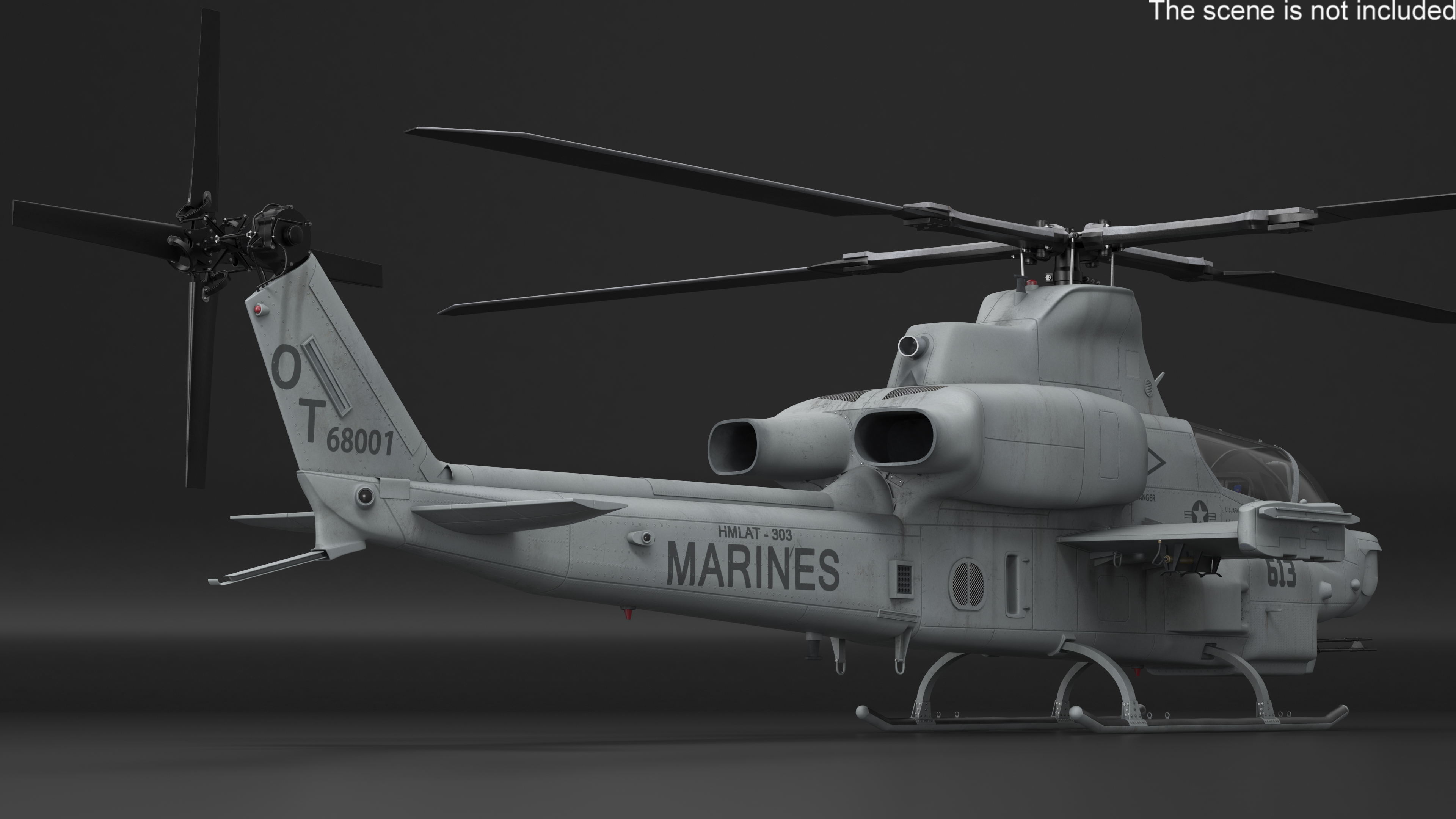 Bell AH-1Z Attack Helicopter Rigged for Maya 3D model