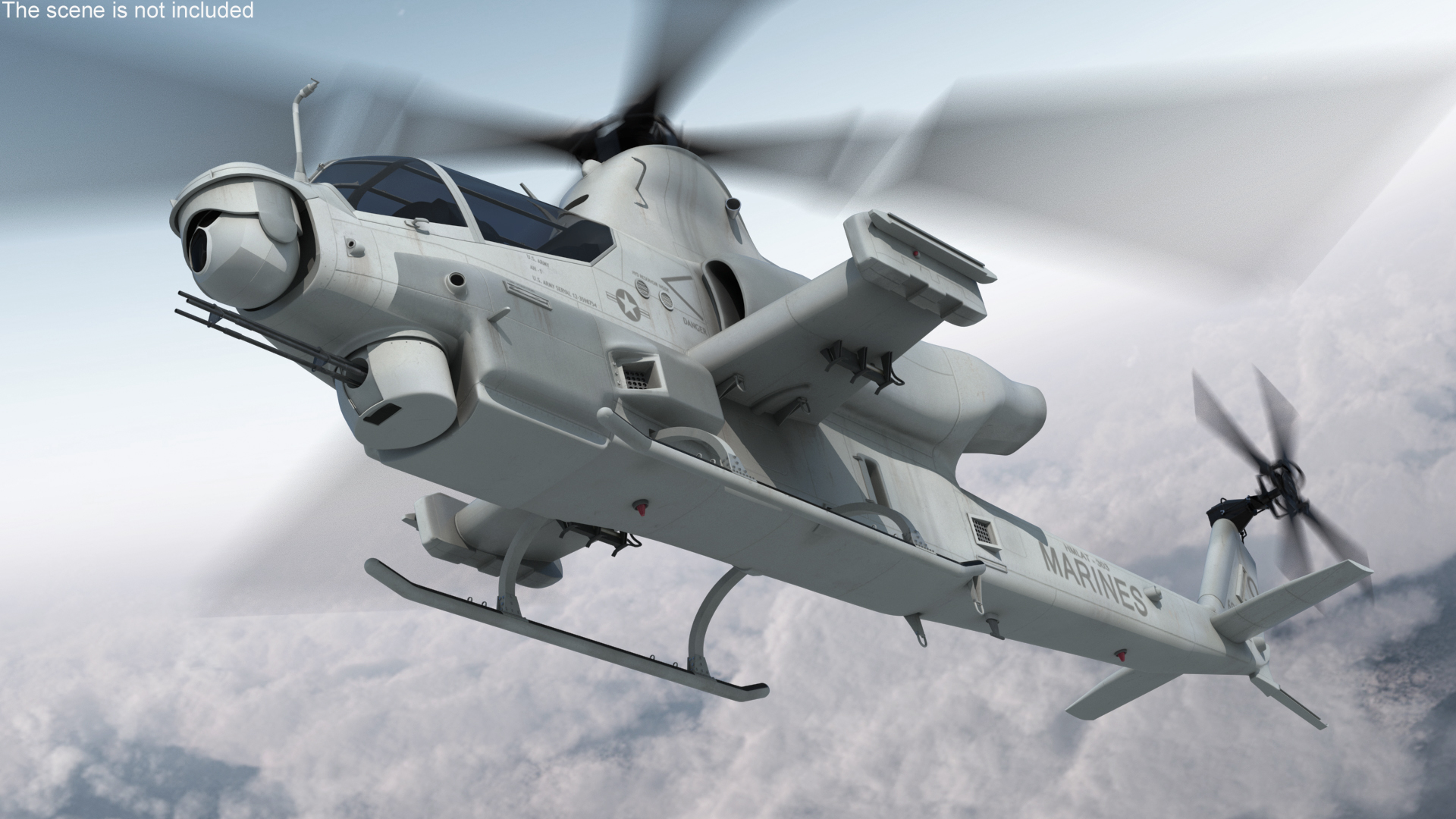 Bell AH-1Z Attack Helicopter Rigged for Maya 3D model