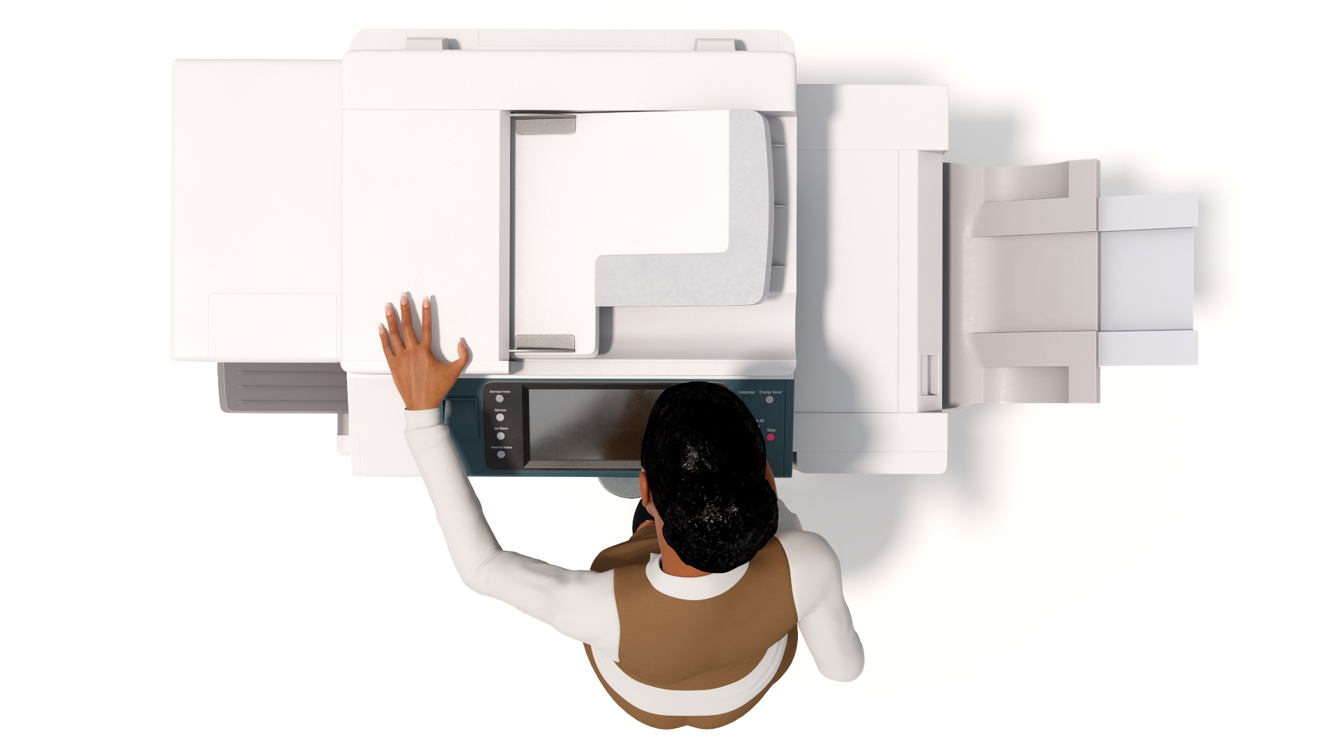 3D model Office Photocopier Machine with Office Worker