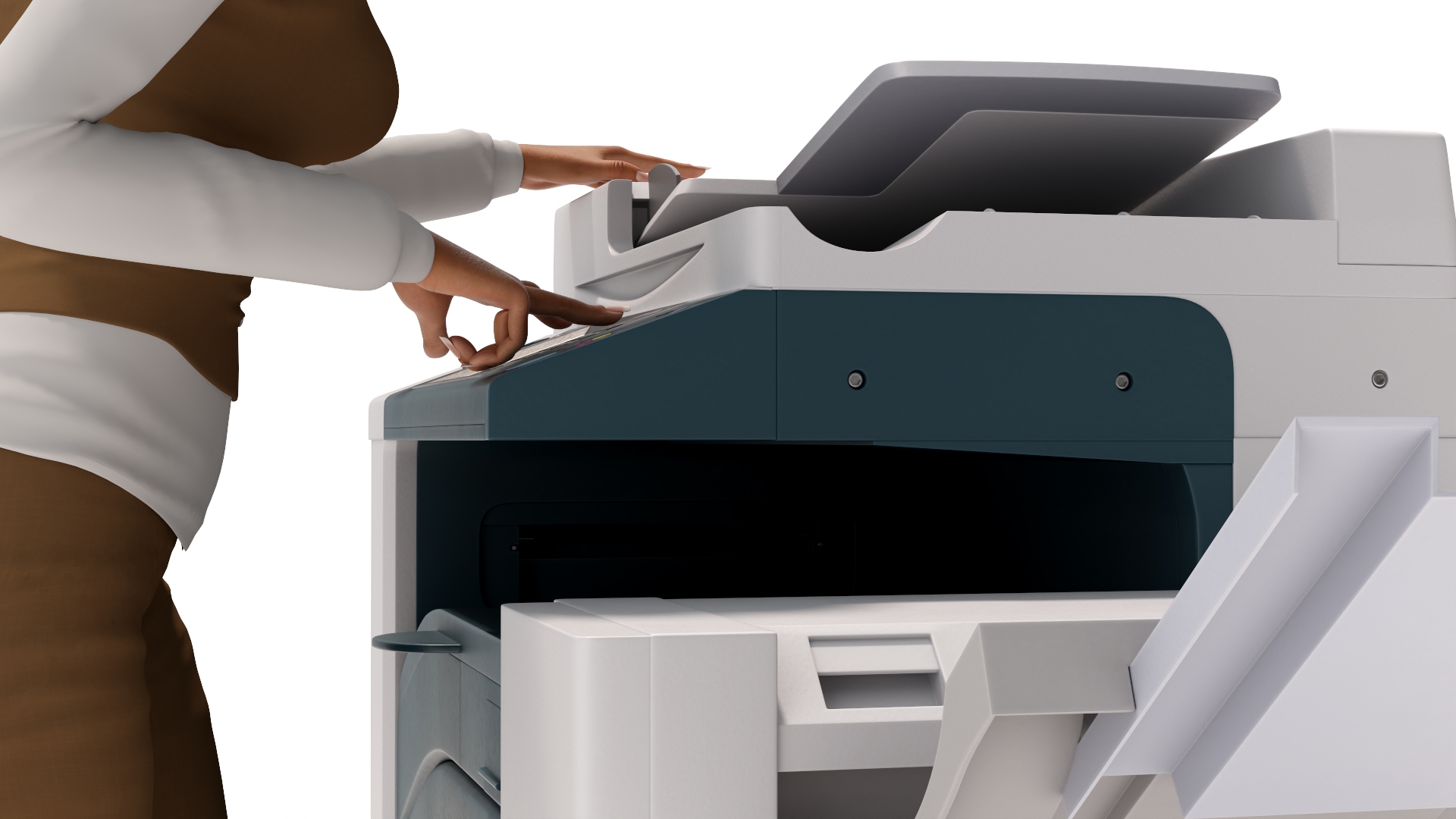 3D model Office Photocopier Machine with Office Worker