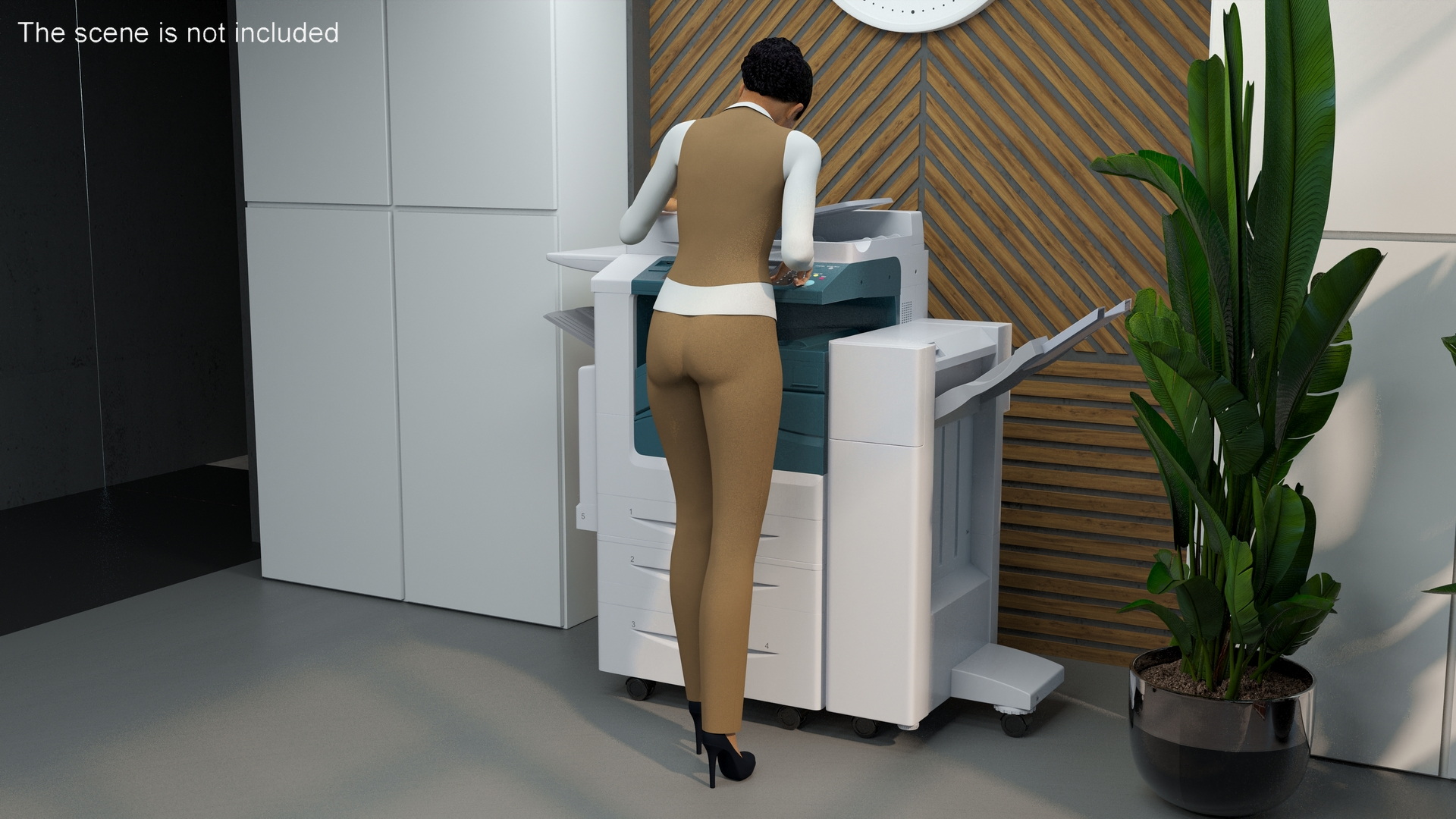 3D model Office Photocopier Machine with Office Worker
