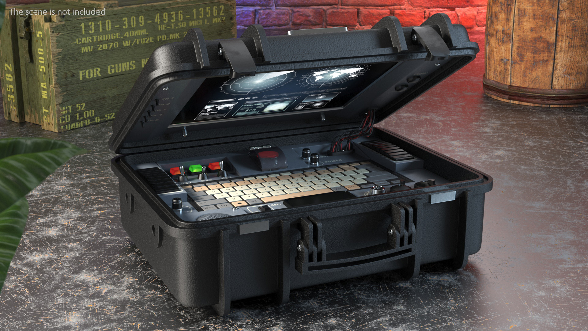 Nuclear Briefcase Rigged 3D model