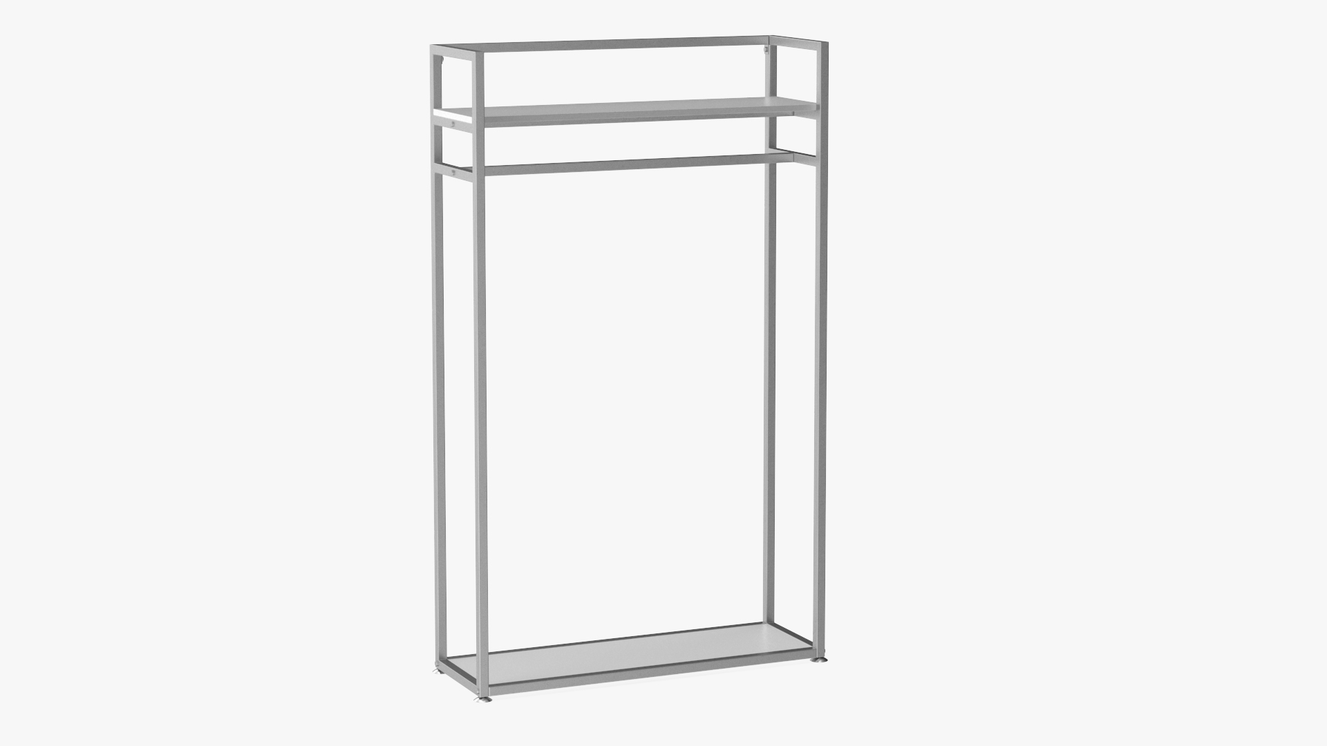 3D Silver Cloth Rack with Shelf model