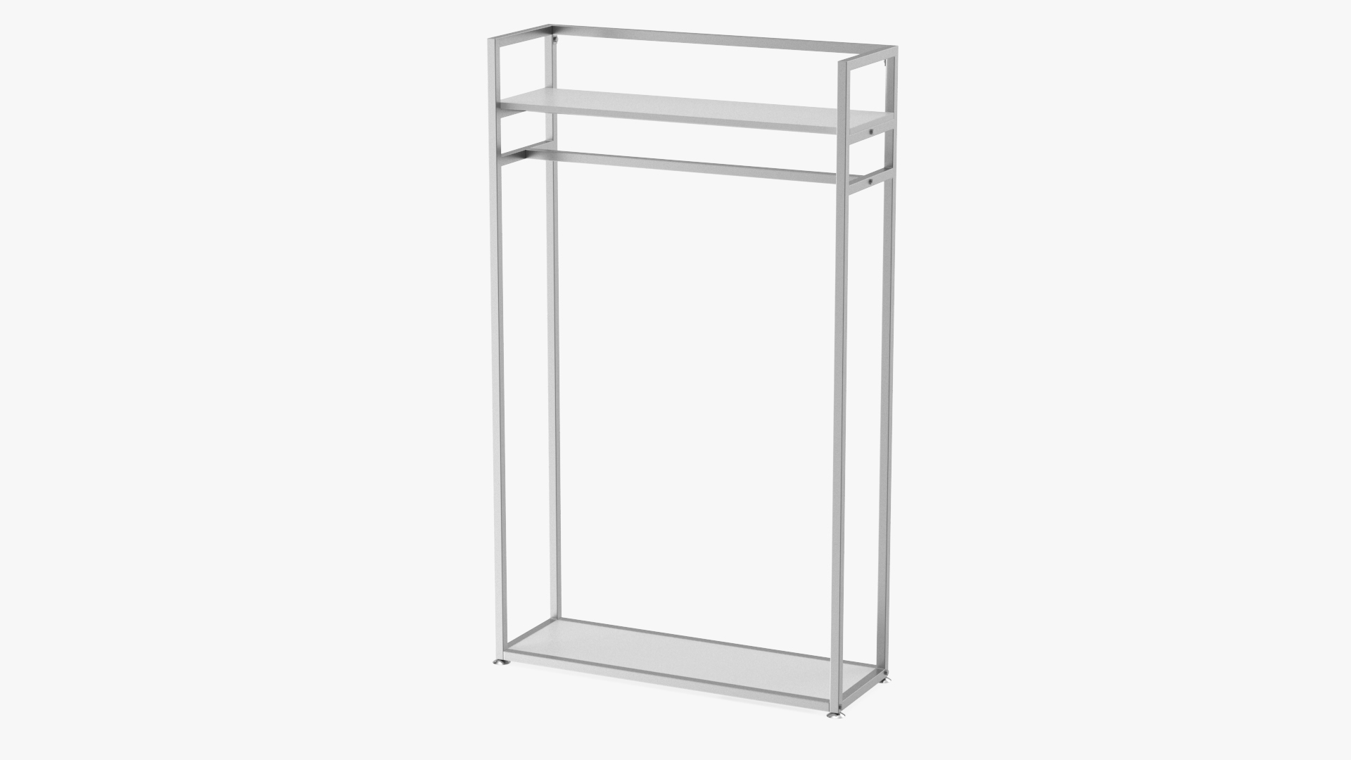 3D Silver Cloth Rack with Shelf model